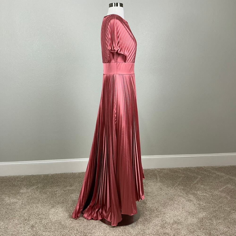 Mac Duggal 11637 Pleated Satin A-Line Evening Gown Dusty Rose Pink Size 8 Dress - Picture 4 of 12